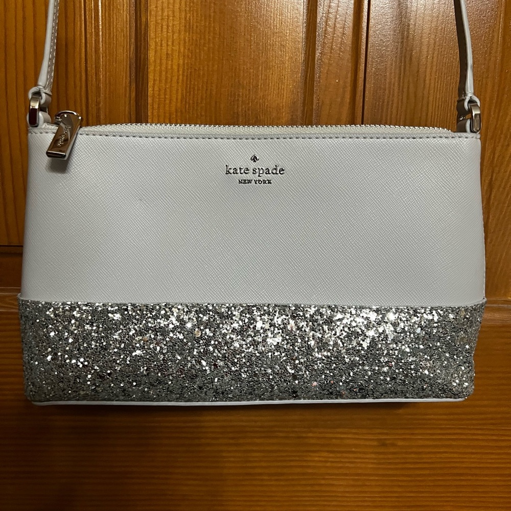 Kate Spade Glittery Silver and light gray Crossbody Bag